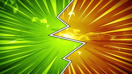 Poster - Comic Book Action Layout Background With Power Fx/ 4k animation of a powerful comics like page layout background with halftone dots and dynamic action speed sunbeams effects