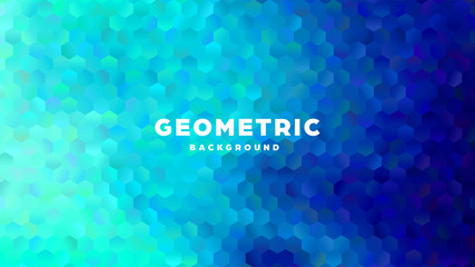 Hexagonal polygonal abstract background. Colorful triangle gradient design. Low poly hexagon shape banner. Vector illustration.