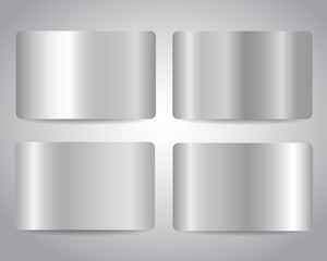 Wall Mural - silver banners, credit cards, voucher or gift cards set with white metallic design background