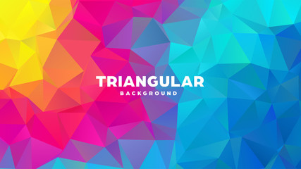 Wall Mural - Triangle polygonal abstract geometric background. Colorful gradient design. Low poly shape banner. Vector illustration.