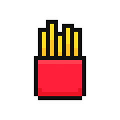 Poster - French fries. Pixel art. Retro game style. Vector illustration.