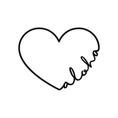 Wall Mural - aloha - calligraphy word with hand drawn heart. lettering symbol illustration for t-shirt, poster, w