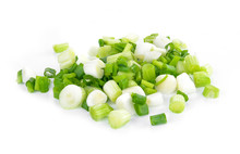  Fresh Green Onions Isolated On White