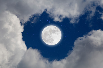 Wall Mural - full moon with starry and clouds background. romantic night.