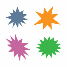 Set Of Isolated Colored Starbursts. Vector Illustration.