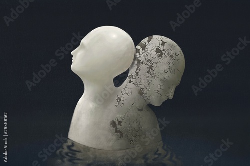 Fotomural Contrast emotional human head surreal painting