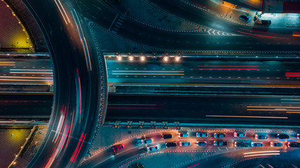 Wall Mural - Expressway top view, Road traffic an important infrastructure in Thailand