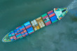 © AU USAnakul - Aerial view cargo ship transportation of business logistic sea freight, Cargo ship, Cargo container in factory harbor at industrial estate for import export around in the world, Trade Port / Shipping