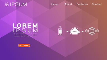 Poster - landing page template with abstract colorful gradient geometric and modern overlapping background. v