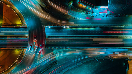 road and roundabout top view, road traffic an important infrastructure in thailand