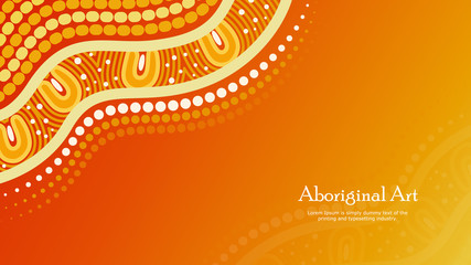 Aboriginal dot art vector banner with text.