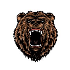 Wall Mural - ferocious aggressive bear head colorful concept