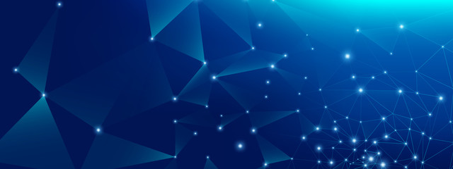 Wall Mural - digital technology. big data blue. glow polygonal