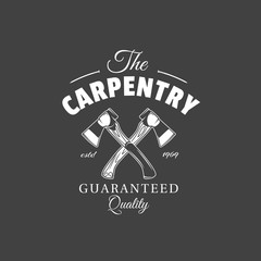 Wall Mural - Carpentry label isolated on black background