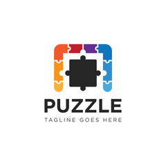 Canvas Print - puzzle logo and icon vector illustration design template