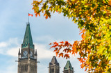 Fototapeta Big Ben - Canadian Parliament with Autumn Foliage