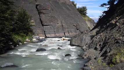 Wall Mural - River at Chileno Camp Backpacking in Torres del Paine National Park in Chilean Patagonia 