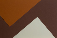Color Papers Geometry Composition Banner Background With Beige, Light Brown And Dark Brown Tones