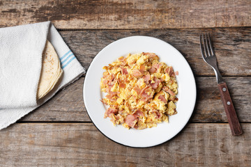 Sticker - Tradtional scrambled eggs with ham breakfast