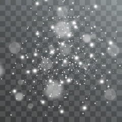 Wall Mural - white sparks and golden stars glitter special light effect. vector sparkles on transparent backgroun
