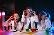 © New Africa - Children doing chemical research in laboratory. Dangerous experiment