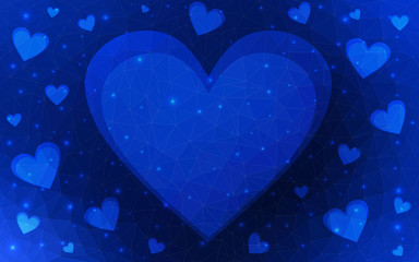 Wall Mural - DARK BLUE vector  texture with lovely hearts. Glitter abstract illustration with colorful hearts in romantic style. Template for Valentine's greeting postcards.