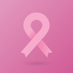 Wall Mural - Pink ribbon. Breast cancer awareness. Vector illustration, flat design