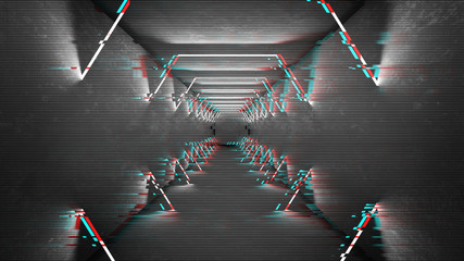 Poster - Futuristic pattern with glitch digital design. Internet technology. Abstract pixel light effect. Vhs glitch with noise error video damage screen.