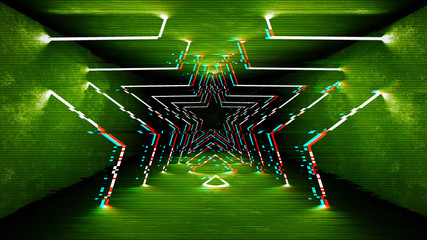 Poster - Futuristic pattern with glitch digital design. Internet technology. Abstract pixel light effect. Vhs glitch with noise error video damage screen.