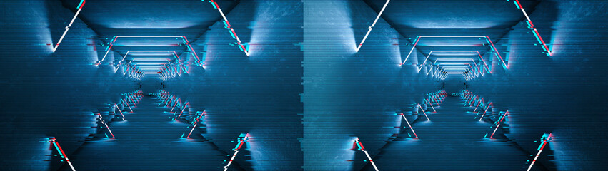 Aufkleber - Glitch template, great design for data flow illustration. Computer screen error with Vhs glitch.