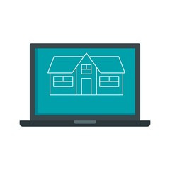 Poster - Business architect laptop icon. Flat illustration of business architect laptop vector icon for web design