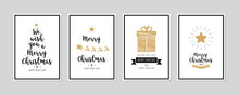 Merry Christmas Greeting Text Lettering Card Set White Background Vector.