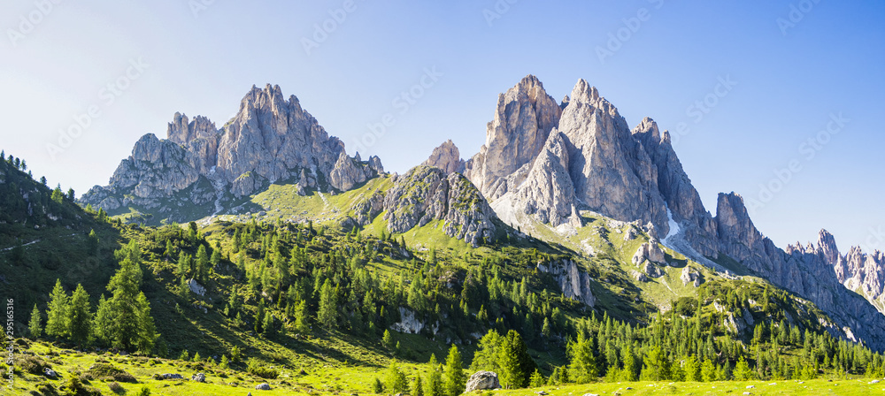 View of the Dolomite mountains near Misurina, Veneto - Italy - obrazy, fototapety, plakaty 