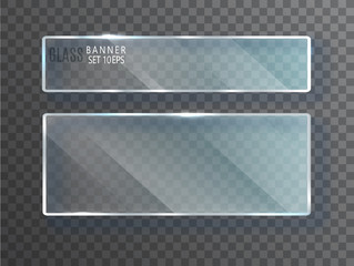 Leinwandbilder - Glass transparent banners. Vector glass plates with a place for inscriptions isolated on transparent background. Flat glass. Realistic 3D design. Vector transparent object 10 eps
