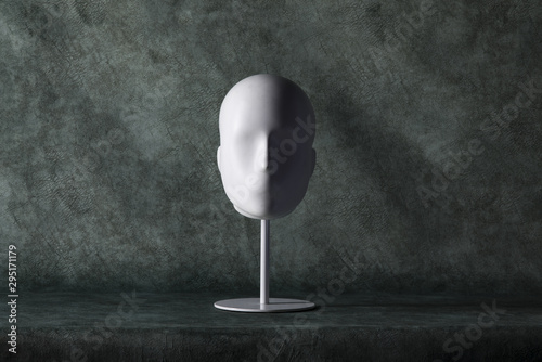 Cuadros en Lienzo unknown, Faceless mannequin head isolated on dark green background