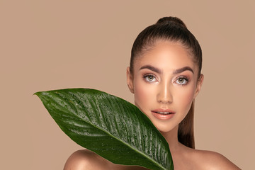 Wall Mural - natural beauty with green leaf.