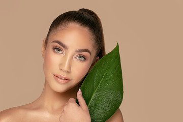 Wall Mural - natural beauty with green leaf.