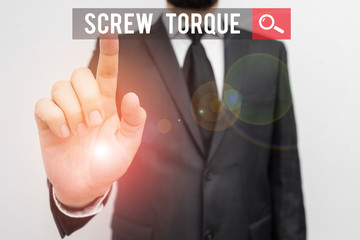 Poster - Handwriting text Screw Torque. Conceptual photo measure of the twisting force required to spin the nut