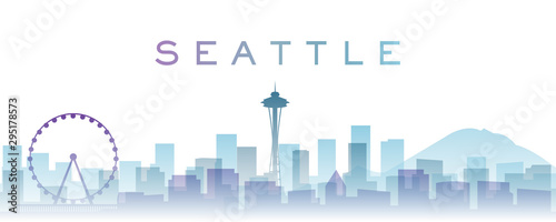 Seattle Transparent Layers Gradient Landmarks Skyline