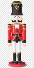 Christmas Vintage Retro Wooden Nutcracker Toy Vector Isolated On Transparent Background