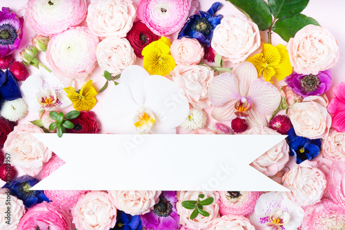 Flowers flat lay composition
