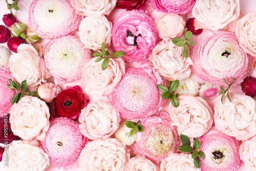 Flowers flat lay composition