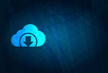 Wall Mural - Cloud download icon futuristic digital abstract blue background