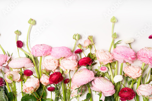 Ranunculus flat lay composition