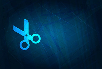 Wall Mural - Scissors icon futuristic digital abstract blue background