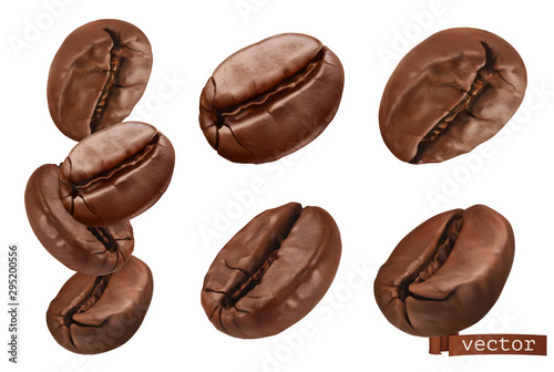 Fotomural Coffee beans. 3d realistic vector set