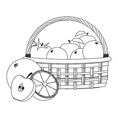 Poster - basket with oranges and apples design