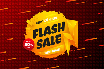 Poster - Flash sale background with orange color and red percent pattern. can be edited according to what you need.