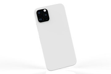 Phone case on isolated white background. Mobile cover for montage or your design. 3d illustration