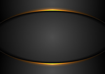 black abstract tech wavy background with orange neon glow light. vector corporate design